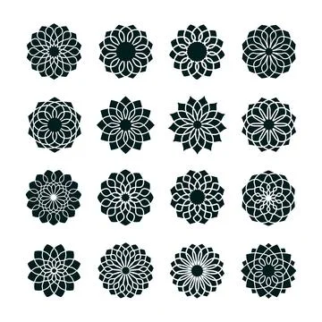 Abstract Flower Vector Icon Set Stock Illustration