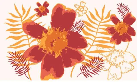 Abstract flower vector red orange flowers pattern drawing vectors Stock-Illustration