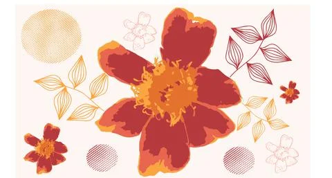 Abstract flower vector red orange flowers pattern drawing vectors Stock Illustration