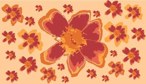 Abstract flower vector red orange flowers pattern drawing vectors Stock Illustration