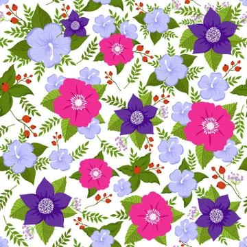 Abstract flower vector seamless background. Summer floral endless pattern Illustrazione stock