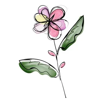 Abstract flower with water color elements Stock Illustration