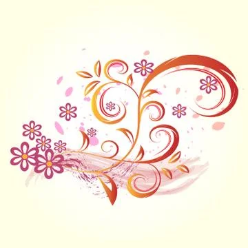 The abstract flowers and flame Stock Illustration