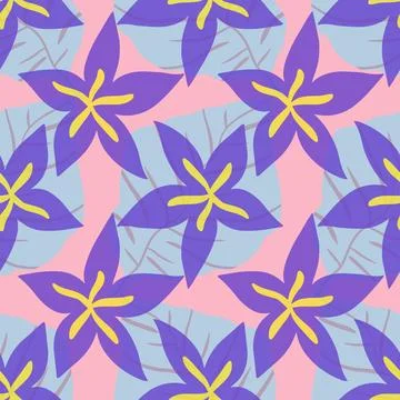 Abstract flowers and leaves pattern design on pink Stock Illustration