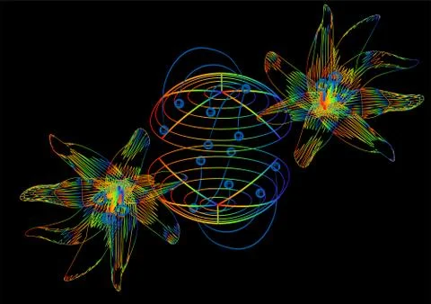 Abstract flowers on a black background Stock Illustration