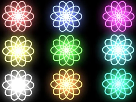 Abstract flowers on a black background Stock Illustration