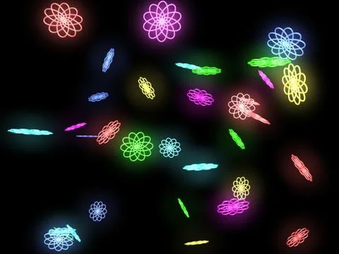 Abstract flowers on a black background Stock Illustration