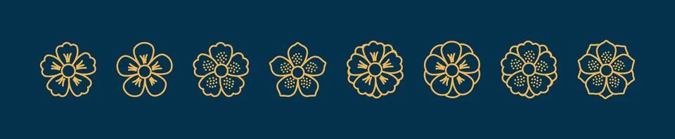 Abstract flowers, blossoms design elements set Stock Illustration