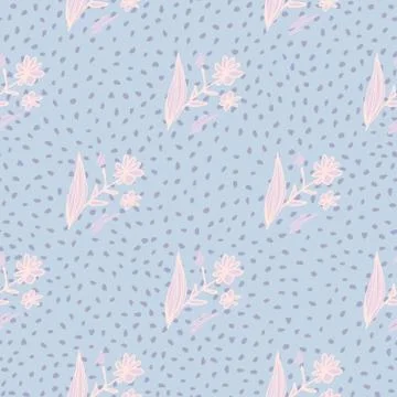 Abstract flowers bouquet seamless pattern on dots background. Floral endless  스톡 일러스트