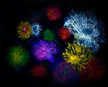 Abstract flowers on dark background Stock Illustration