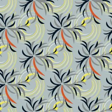 Abstract flowers on a gray background seamless pattern for your design Stock Illustration