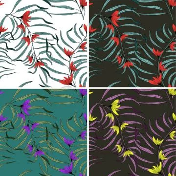 Abstract flowers for print design. Spring pattern. Exotic wallpaper. Summer c Stock Illustration