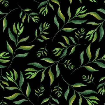 Abstract flowers. Seamless pattern of abstract watercolor flowers on a dark Stock Illustration