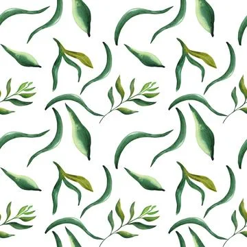 Abstract flowers. Seamless pattern of abstract watercolor flowers on a white Stock Illustration