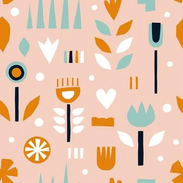 Abstract flowers seamless pattern Stock Illustration