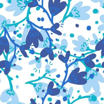 Abstract flowers seamless pattern. Stock Illustration