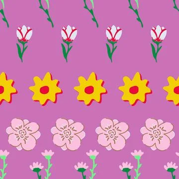 Abstract flowers seamless vector pattern design Stock Illustration
