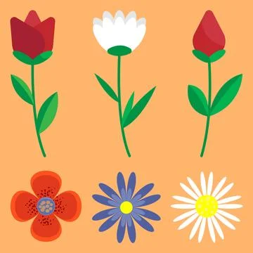 Abstract flowers set. Stock Illustration