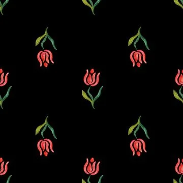 Abstract flowers. Simple seamless pattern of abstract watercolor flowers on a Stock Illustration