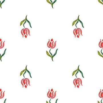 Abstract flowers. Simple seamless pattern of abstract watercolor flowers on a Stock Illustration