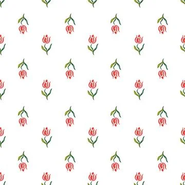 Abstract flowers. Simple seamless pattern of abstract watercolor flowers on a Stock Illustration