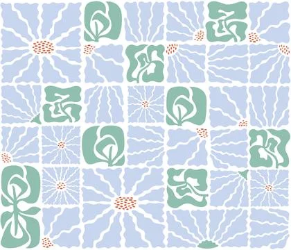 Abstract flowers vector seamless pattern with modern, trendy botanical bold Stock Illustration