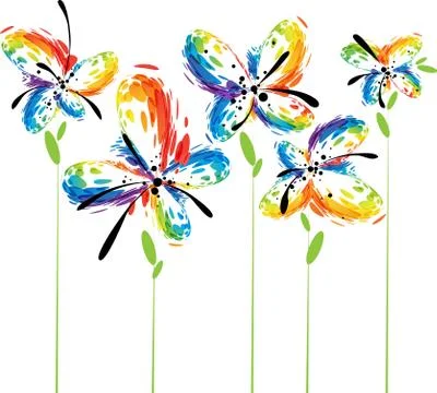 Abstract flowers on white Stock Illustration