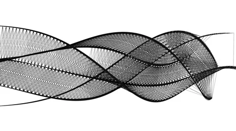 Abstract flowing black lines create modern curved shapes - seamless (FULL HD) 스톡 동영상 62744228