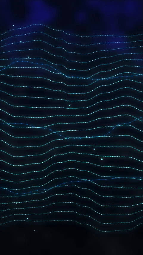 Abstract flowing blue digital data wave motion graphic background with part.. Stock Footage 348324577