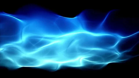 Abstract flowing blue energy waves on black background Video stock 336051562