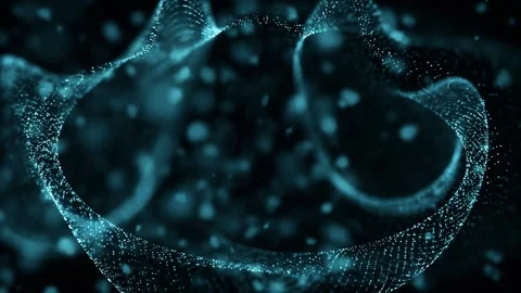 Abstract flowing blue light trails form dynamic circle on black background Stock Footage 327511582