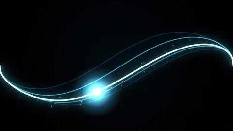 Abstract flowing blue light trails moving in smooth wavy motion against dee.. Video stock 344823639