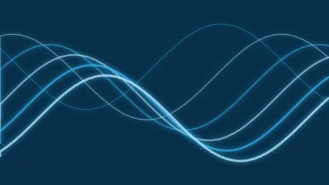 Abstract flowing blue light waves on a dark background for modern design Video stock 335117797