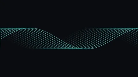 Abstract flowing blue light waves forming a rhythmic pattern on black background 库存影片 335118264