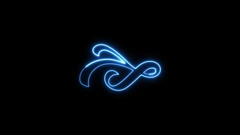 Abstract flowing blue neon light creates an organic swirling glowing design. Stock-Footage 337330888