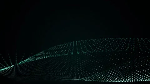 Abstract flowing blue particle wave moving on dark background for digital f.. Stock Footage 345169241
