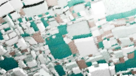 Abstract flowing blurred pixelated objects. Motion. Big and small cubes and Vídeos de archivo 231708662