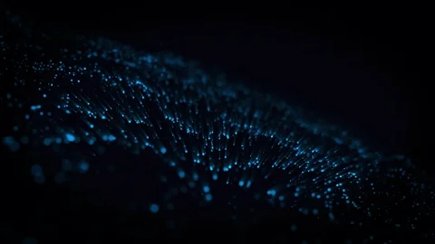 Abstract flowing bright particles wave as water, computer generated abstract  Video stock 105043423