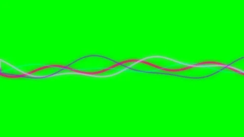 Abstract flowing colorful lines moving gracefully across a bright green scree Vídeos de archivo 340903915