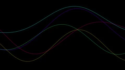 Abstract flowing colorful sine waves on dark background animation Stock Footage 346865797