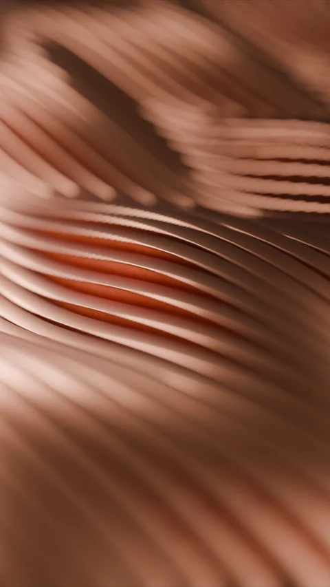 Abstract flowing copper waves with soft light and shadow Stock Footage 324797663