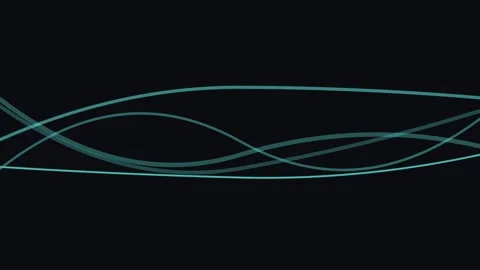 Abstract flowing cyan light waves crossing on a solid black background 库存影片 335149782