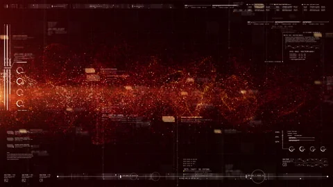 Abstract Flowing Data Matrix and Particles Simulation HUD Background Stock Footage 170212107