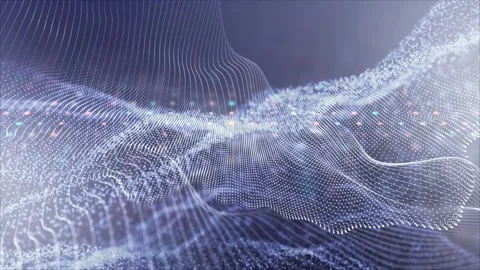 Abstract Flowing Data Mesh with Glowing Particle, Futuristic Digital Wave Stock Footage 340551677