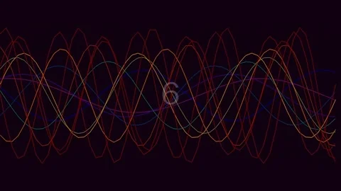 Abstract flowing data visualization sine wave patterns on black background Stockbeeldmateriaal 342116941