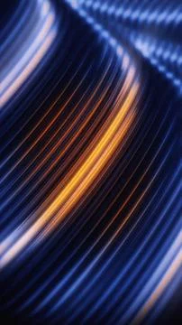 Abstract flowing diagonal lines with blue and orange neon glow Illustrazione stock