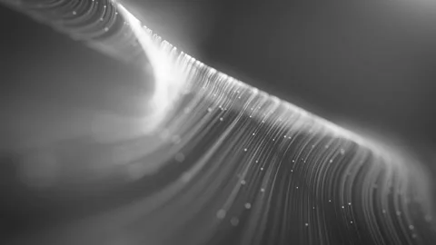 Abstract Flowing Digital Data Lines Network And Communication Loop Video stock 165595721