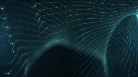 Abstract flowing digital lines and particles forming a smooth wave with depth Vidéo 331513564