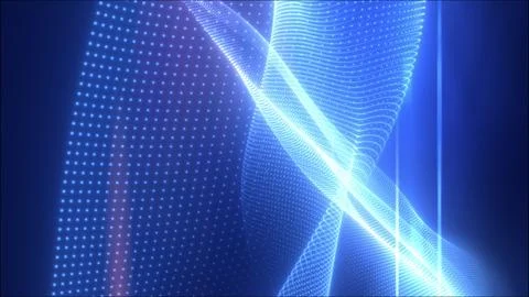 Abstract flowing digital wave composed of glowing blue dots イラスト素材