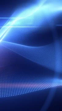 Abstract flowing digital wave composed of glowing blue dots forming a dynamic Stock Photos
